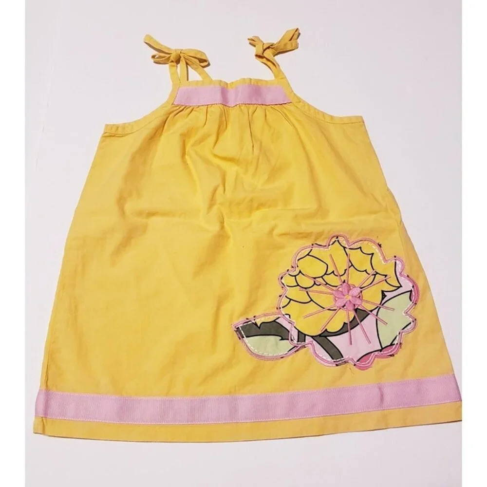 Hanna Andersson yellow dress 80 / 18-24 months pillowcase sundress beach summer